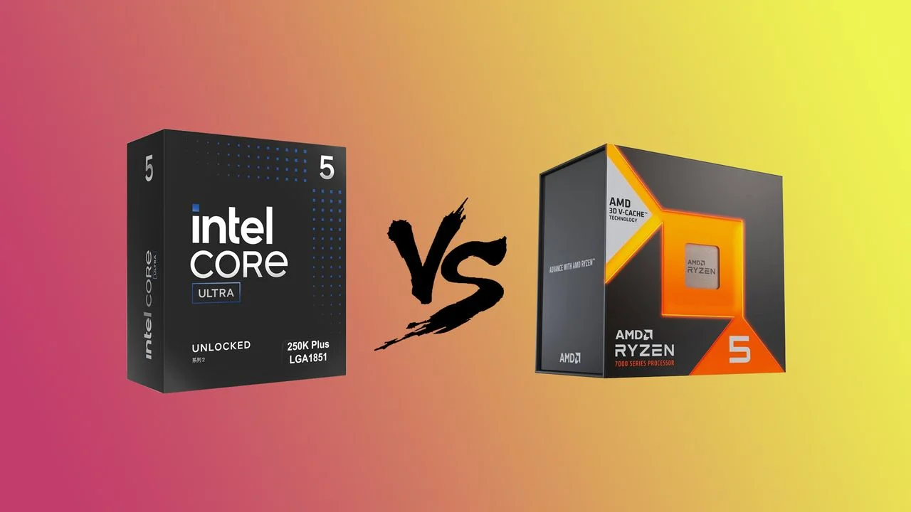 Intel Core Ultra 5 250K Plus vs AMD Ryzen 5 7600X3D testivertailu