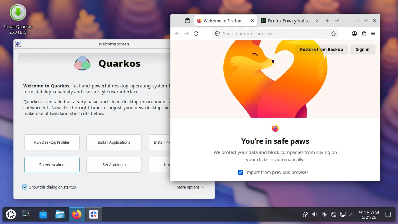 Ubuntu-pohjainen QuarkOS 26.04 julkaistu KDE Plasma 6.6:n kanssa